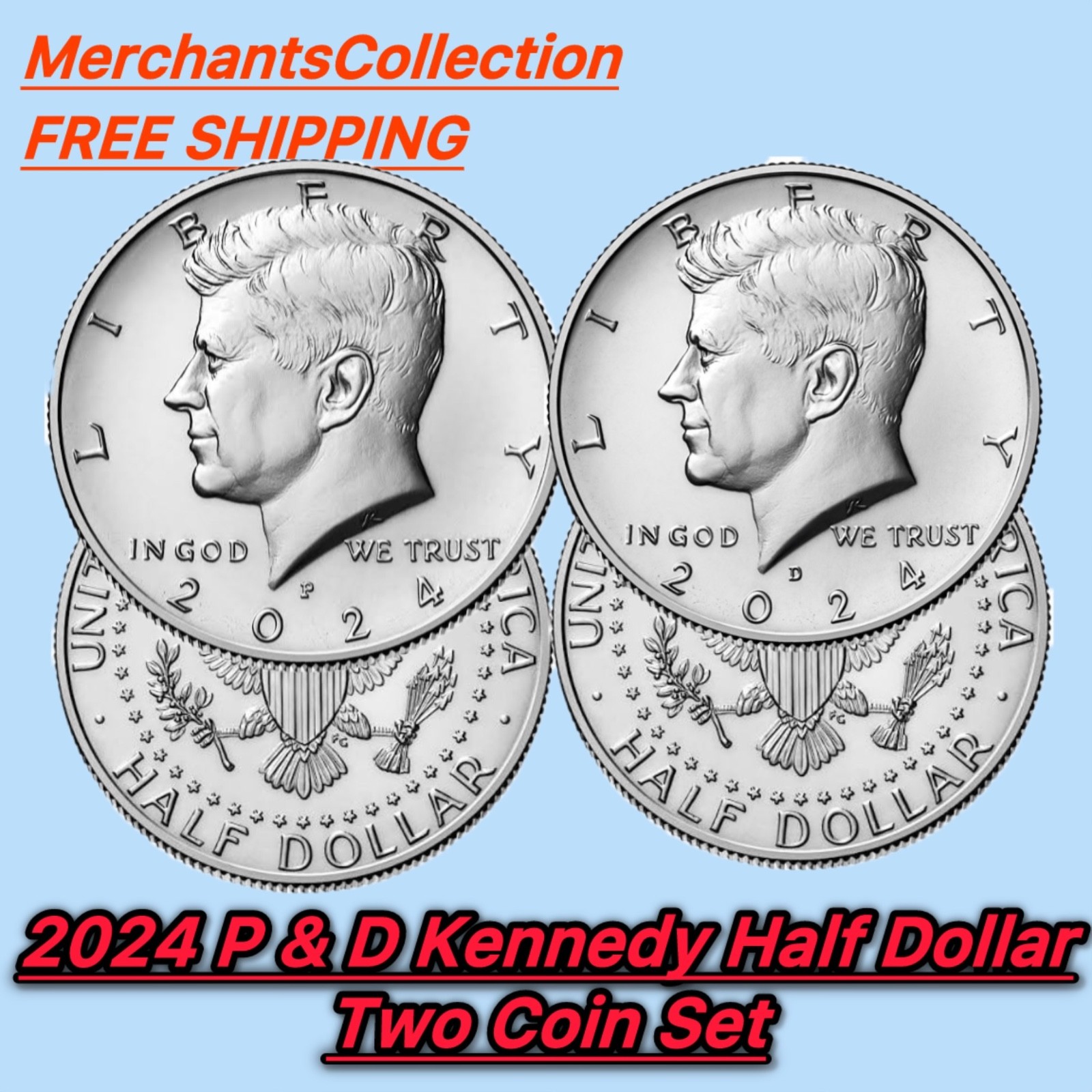 2024 P&D KENNEDY HALF DOLLAR 50c CLAD 2 Coin set UNCIRCULATED FROM Unc Mint Set