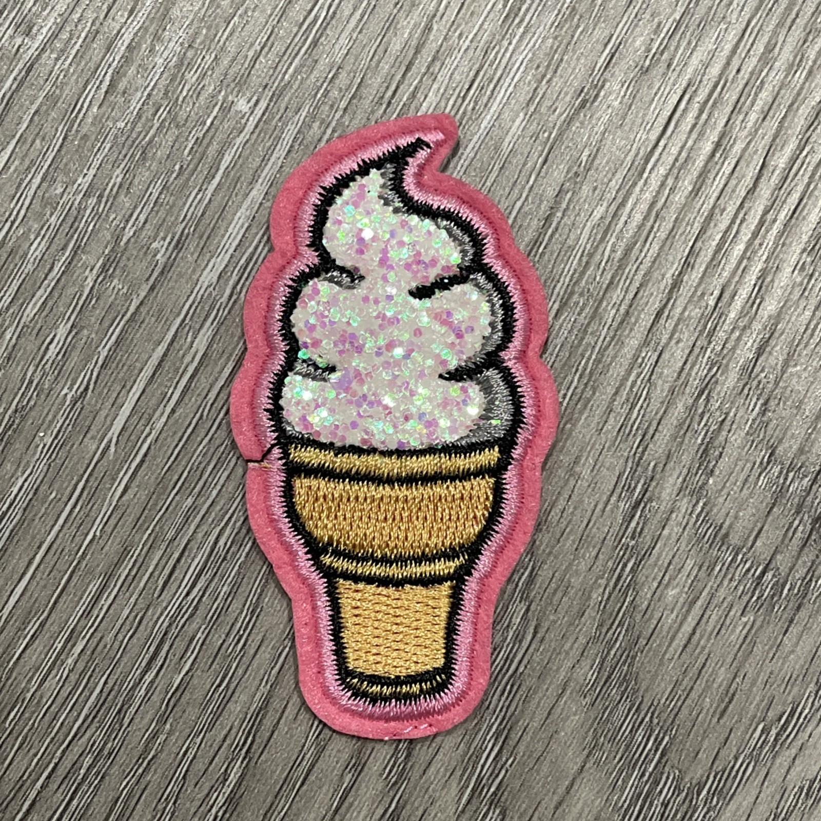Vanilla Ice Cream Cone Patch Embroidered Iron 2.85x1.5 Inch