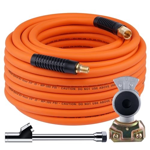 Truck Tire Inflator Kit, 3/8” x 50FT Hybrid Air Hose with 1/4" Chuck and Orange