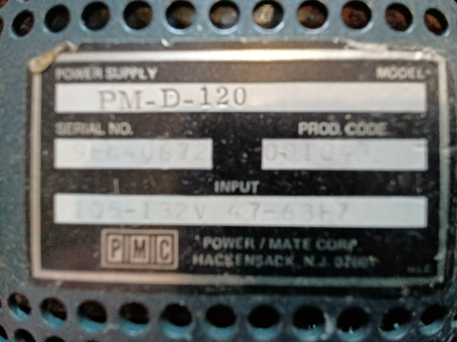 PMC POWER MATE CORP REGULATED POWER SUPPLY PM-D-120