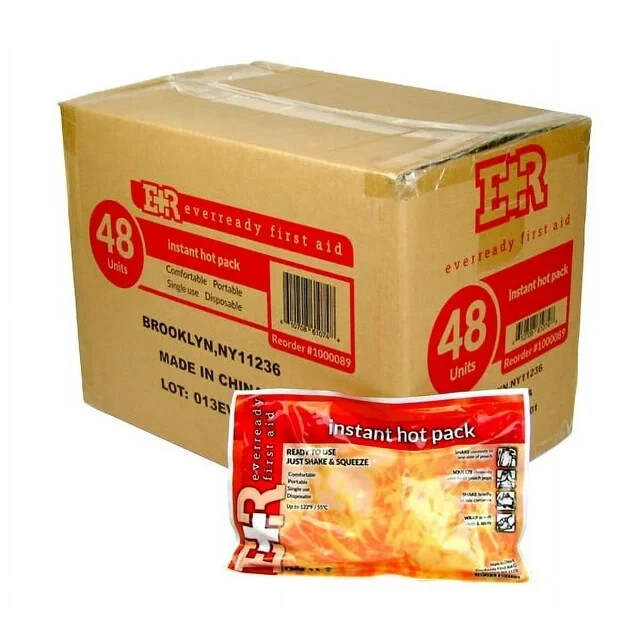 Ever Ready First Aid Disposable Instant Hot Pack 6" x 9" Ready to Use - 48 Pack