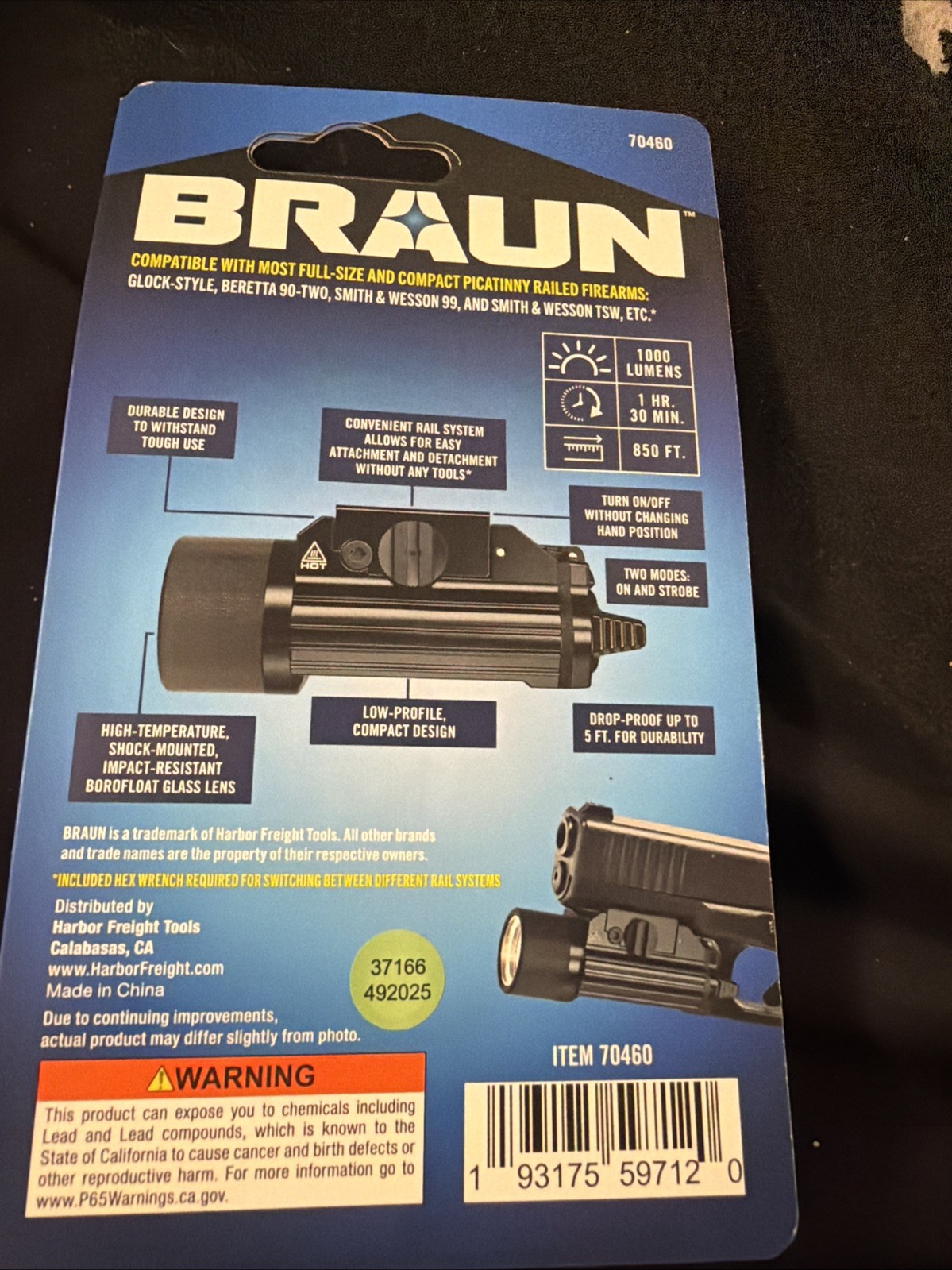 Braun 1000 Lumen Tactical Rail Mount Led Light