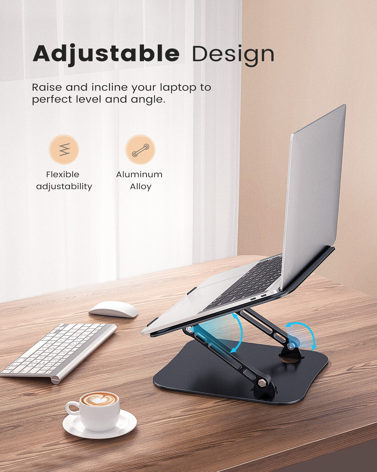 Adjustable Height &Angle Sturdy Aluminum Alloy Computer Notebook Stands Holders