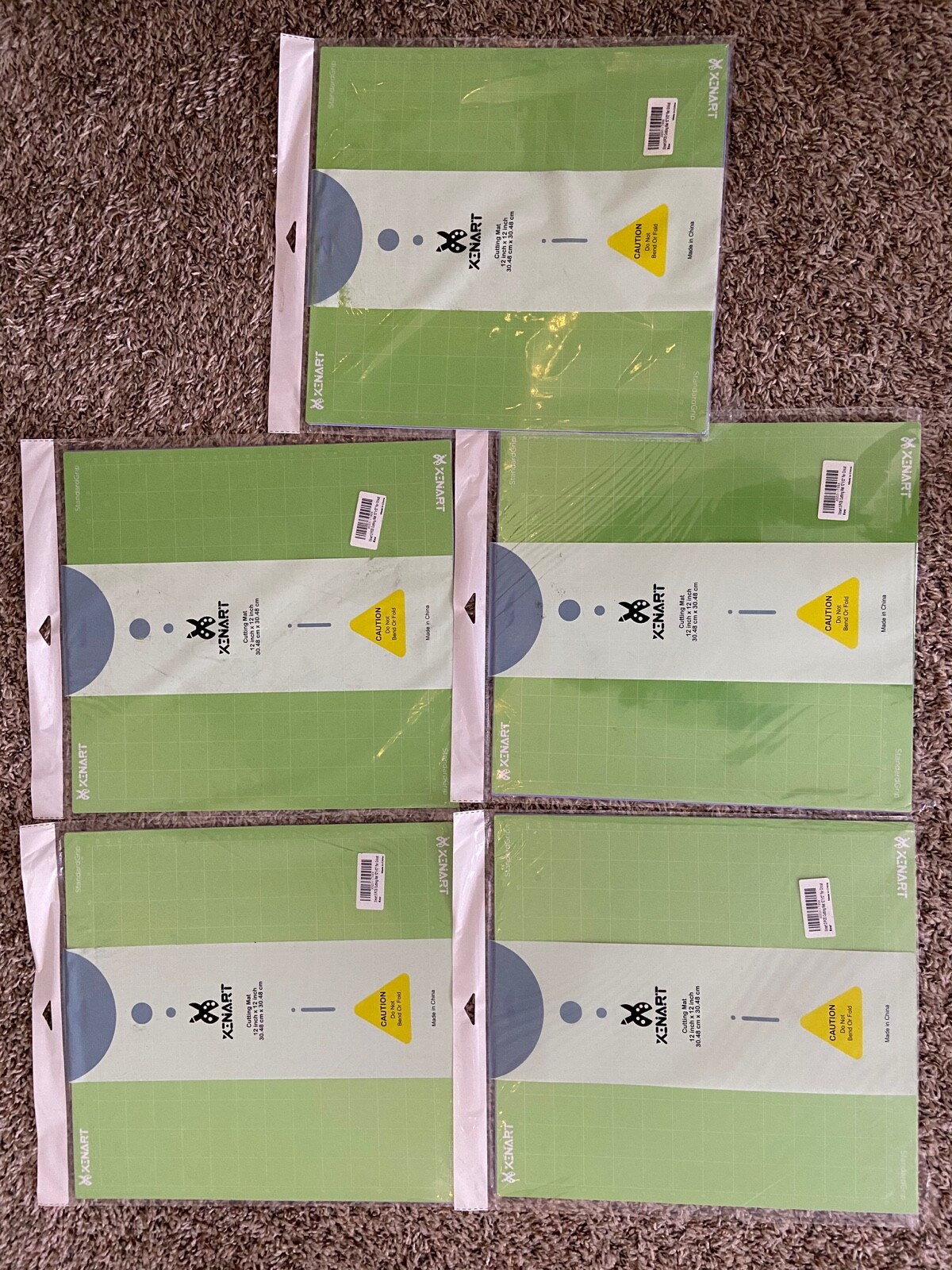 5x 3pk (15 total) Xinart Cutting Mats Green Purple Blue 12" x 12" Standard Grip