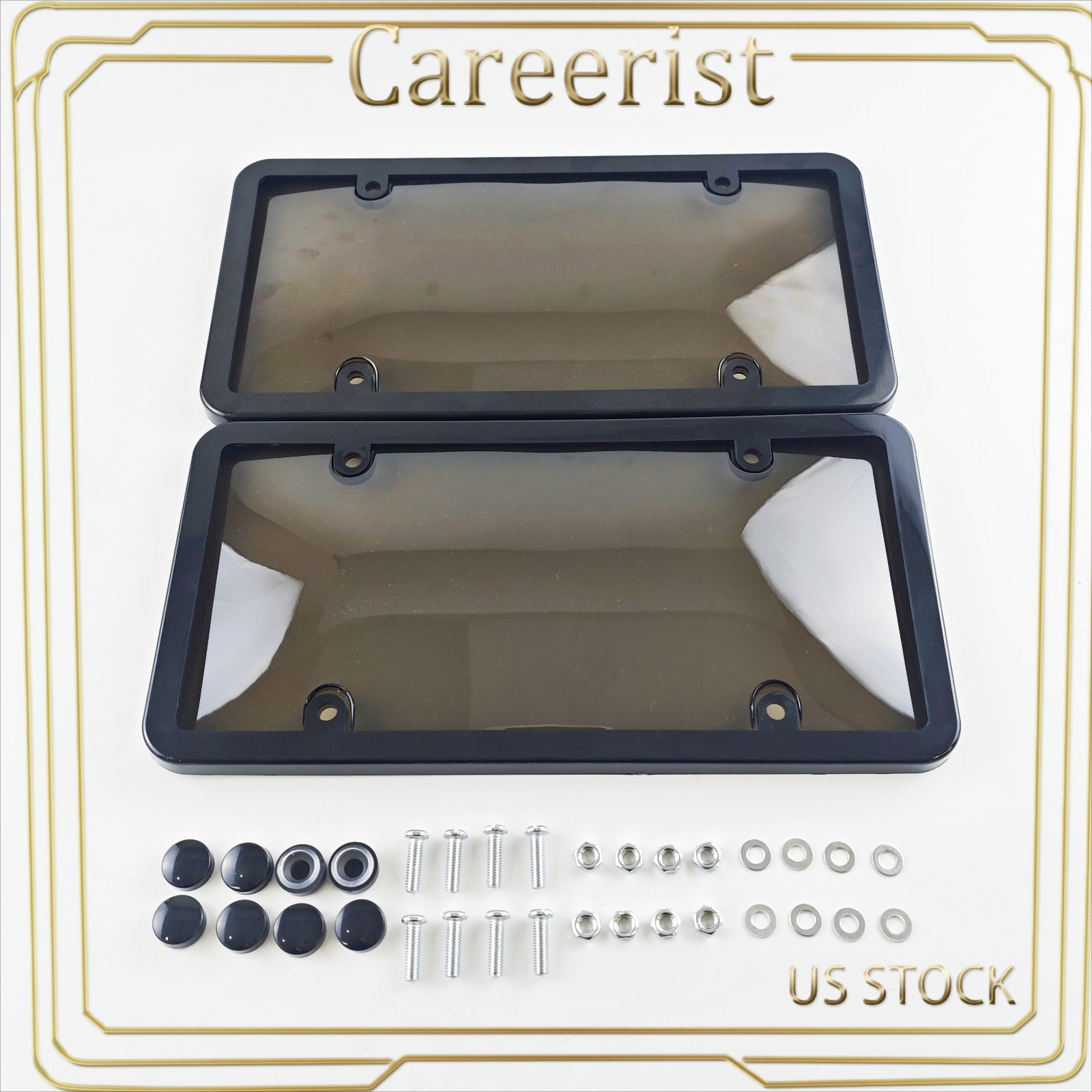 Two Pieces Universal Shatterproof License Plate Guard Fits All Cars Trucks SUVs