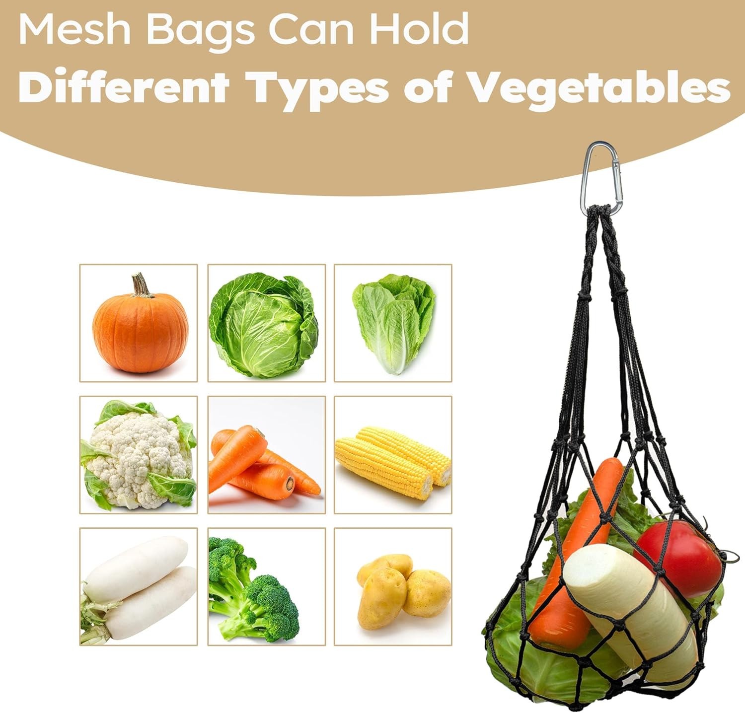 Chicken Vegetable Fruit Hanging Feeder 4Pcs Reusable String Bag W/ Hook Chicken