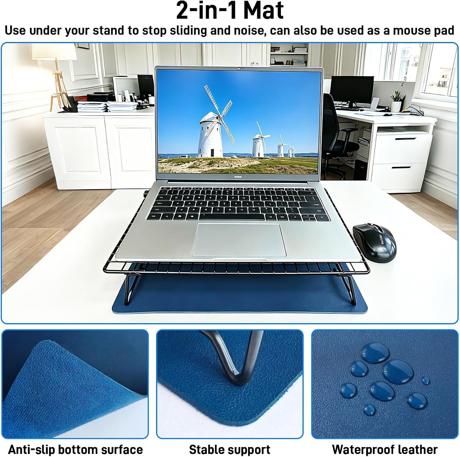 Adjustable Laptop Stand for Desk with Mouse Pad, Ergonomic Metal Foldable Lap...