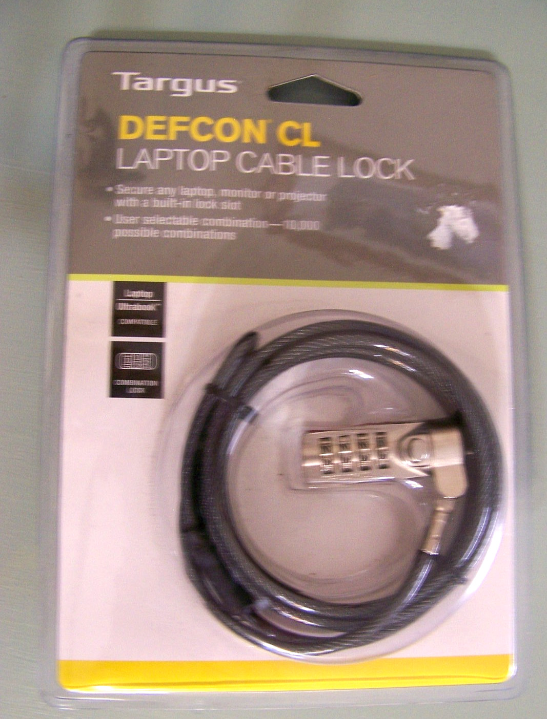 LAPTOP COMBINATION CABLE LOCK  TARGUS DEFCON CL - NEW