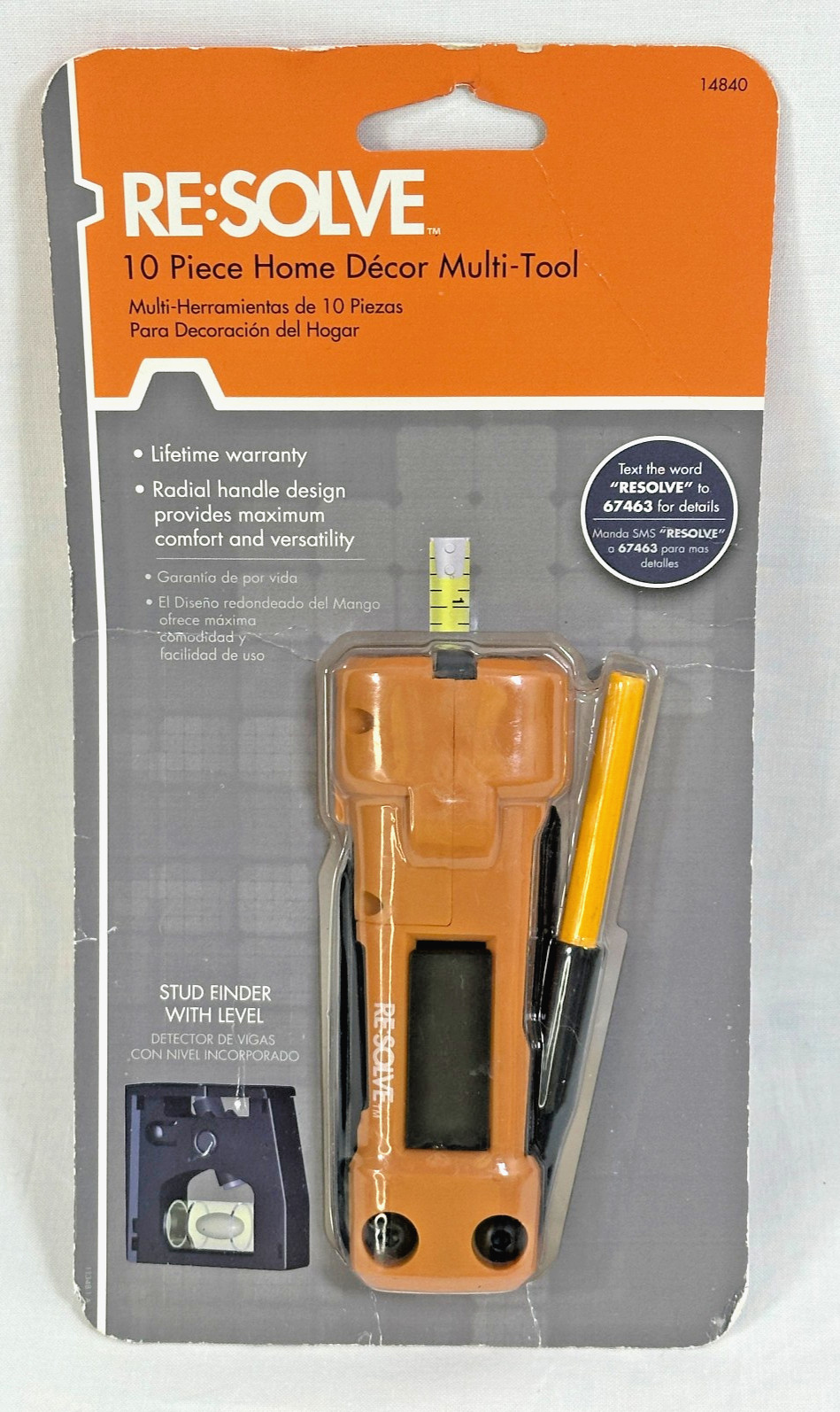 RE:SOLVE Home Décor Multi‑Tool 10pc Stud Finder w/ Level Screwdrivers Tape NEW