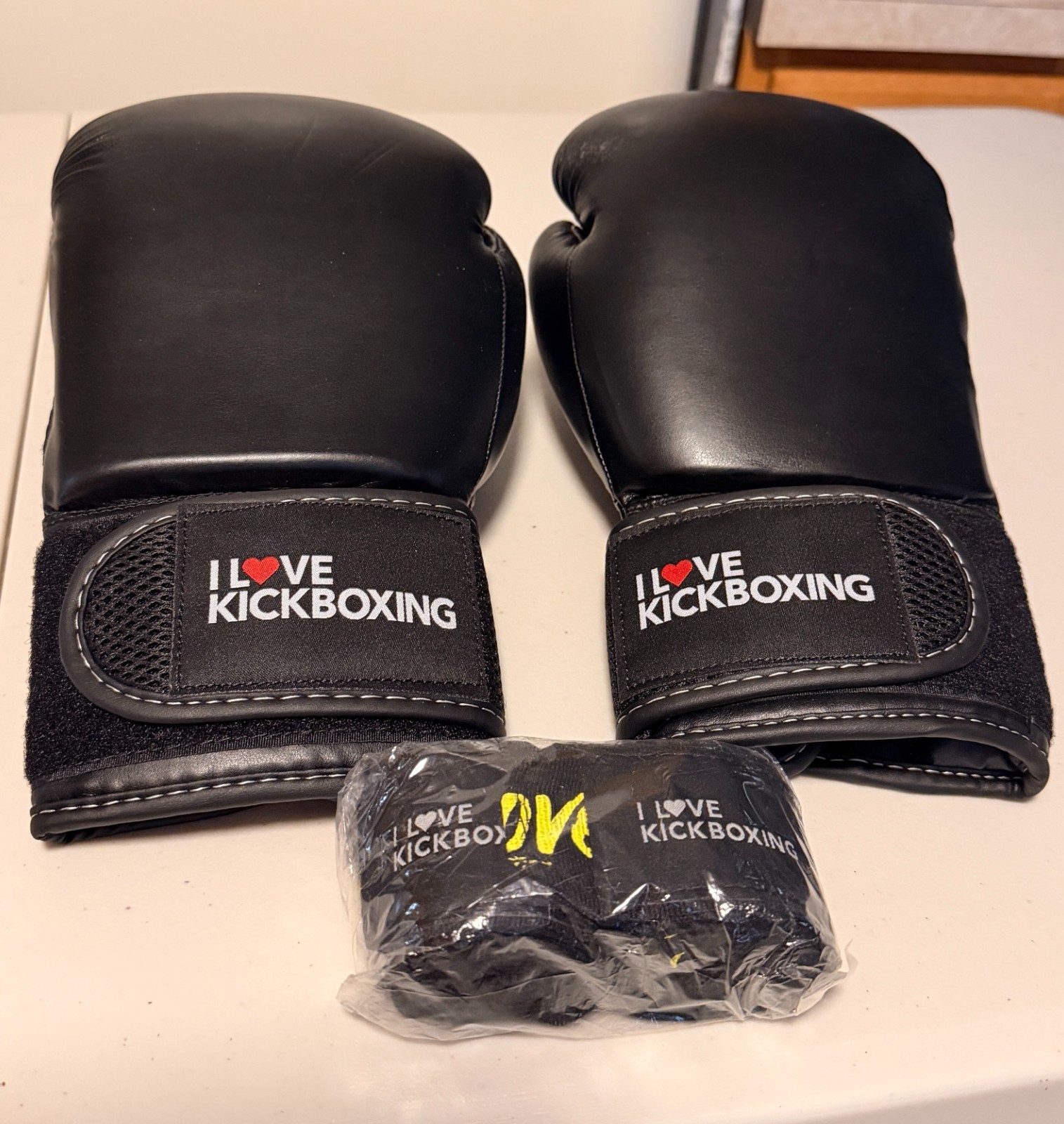 ILKB I Love Kickboxing Black 12 oz Kickboxing Boxing Gloves ~ Training Sparring