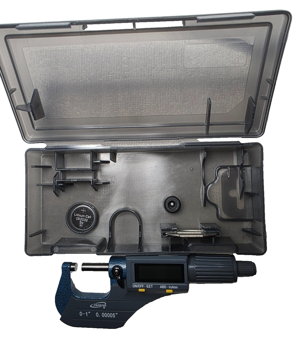 iGaging 35-025 Digital Electronic Micrometer 0-1 in 0-25mm Precision Tool Case