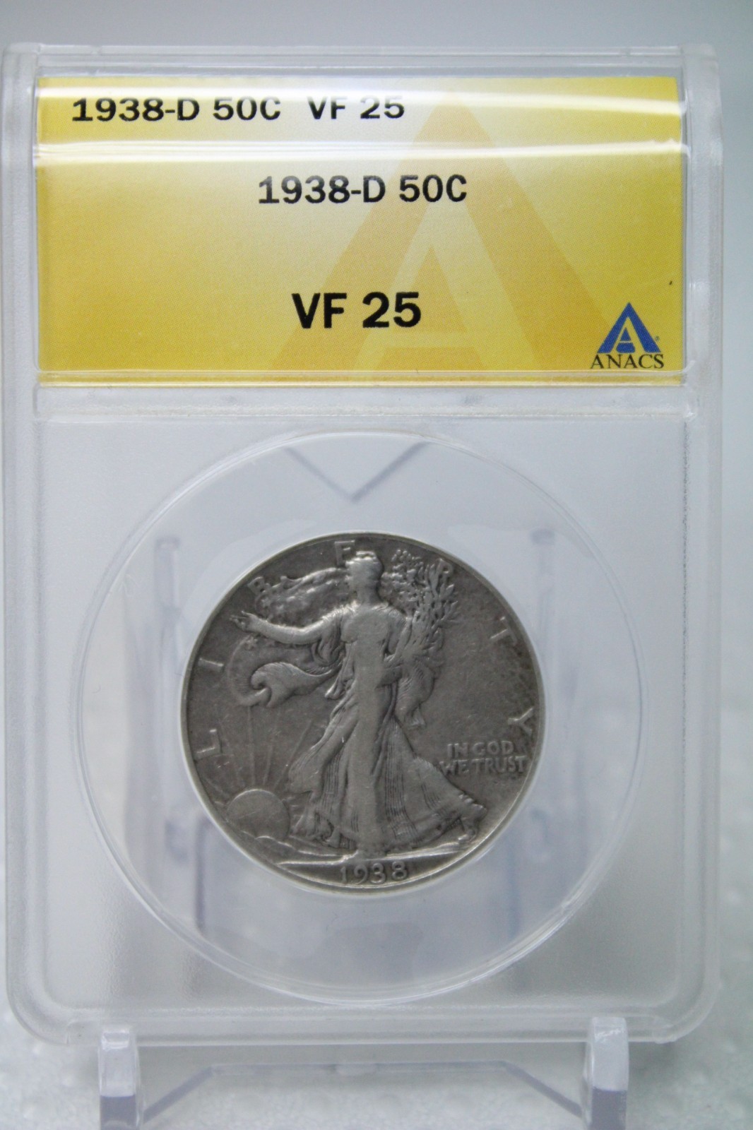 1938-D Walking Liberty Half Dollar 50C ANACS VF25 #7831