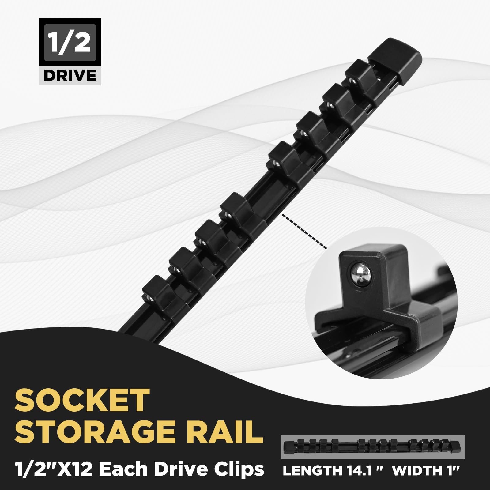 Socket Organizer, 1/2-Inch Drive Heavy Duty Socket Holder Kit ABS, Socket Rai...