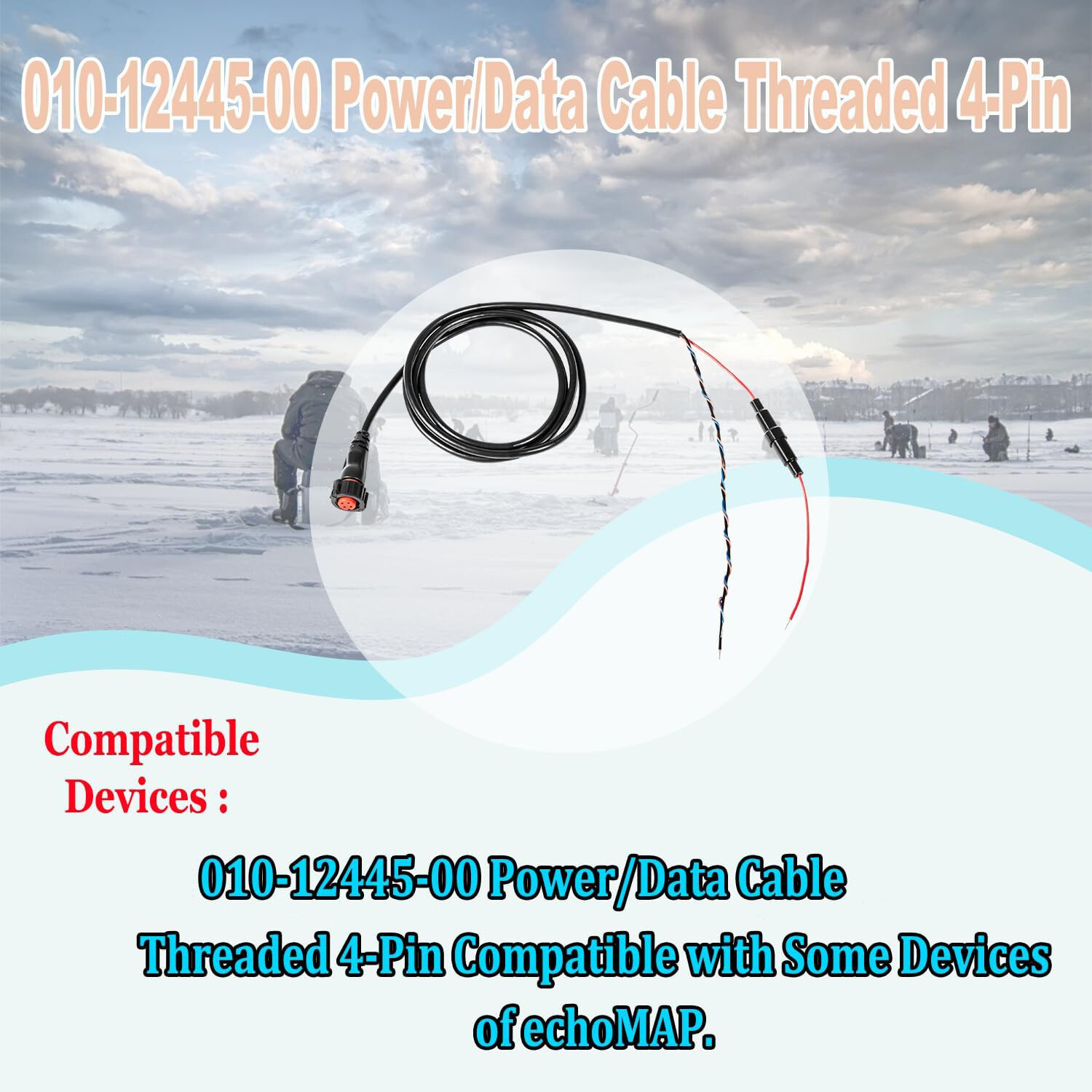 010-12445-00 Power/Data Cable Threaded 4-Pin for Garmin,echoMAP,GPSMAP,Panoptix