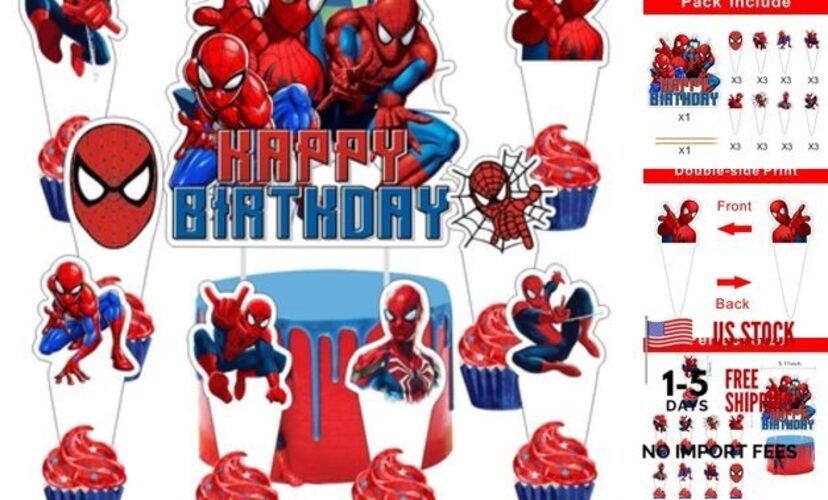 25pcs Spider Cake Decorations with 1pcs Cake Topper, 24pcs Cupcake Toppers for