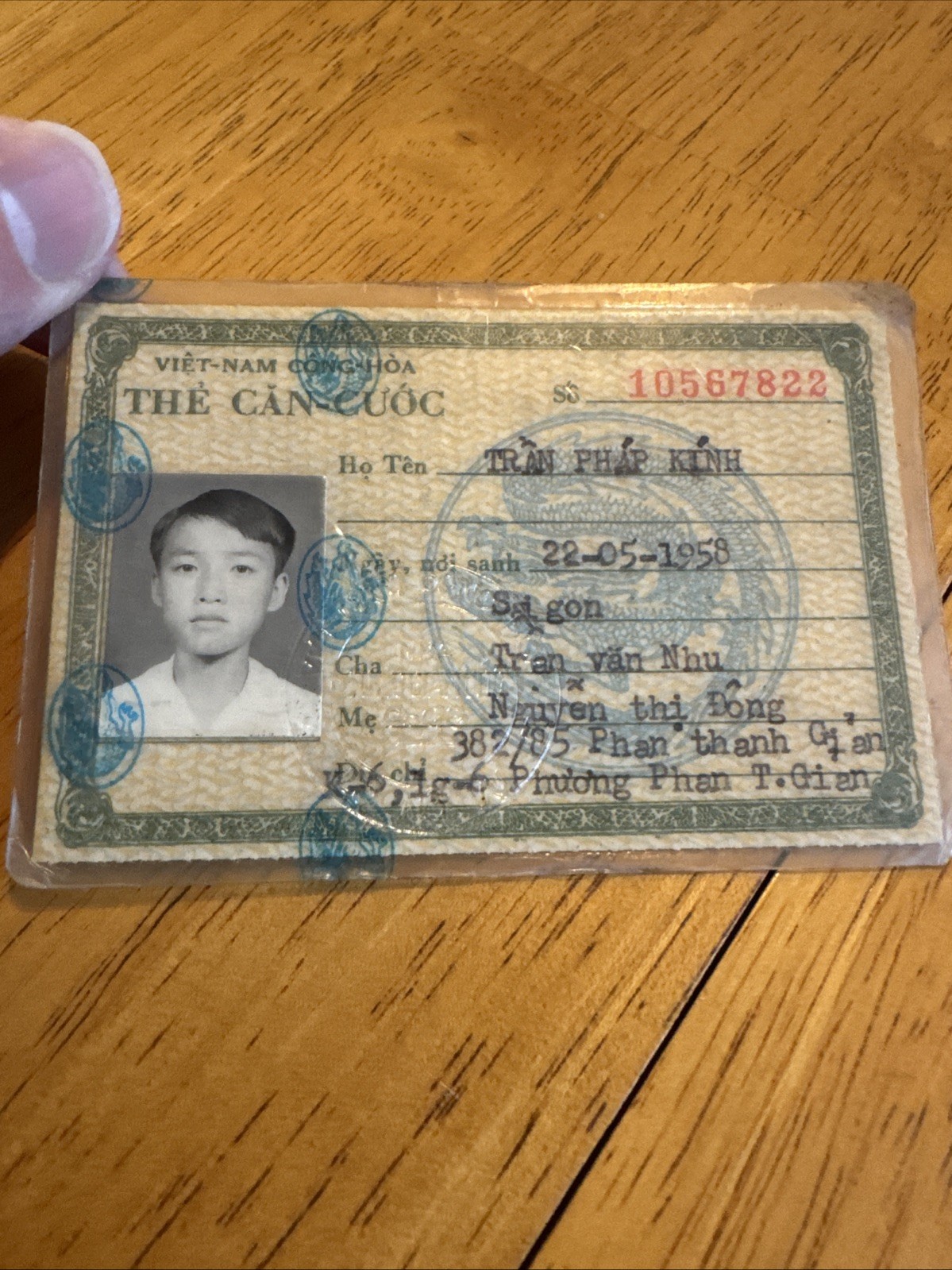 Orig South Vietnam Civilian ID Card Guarantee War Issue Man From Saigon 1973