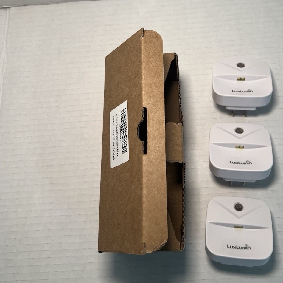 LuxLumin Plug-In Indoor Infrared Motion Detector Sensors, White, 3 Pack