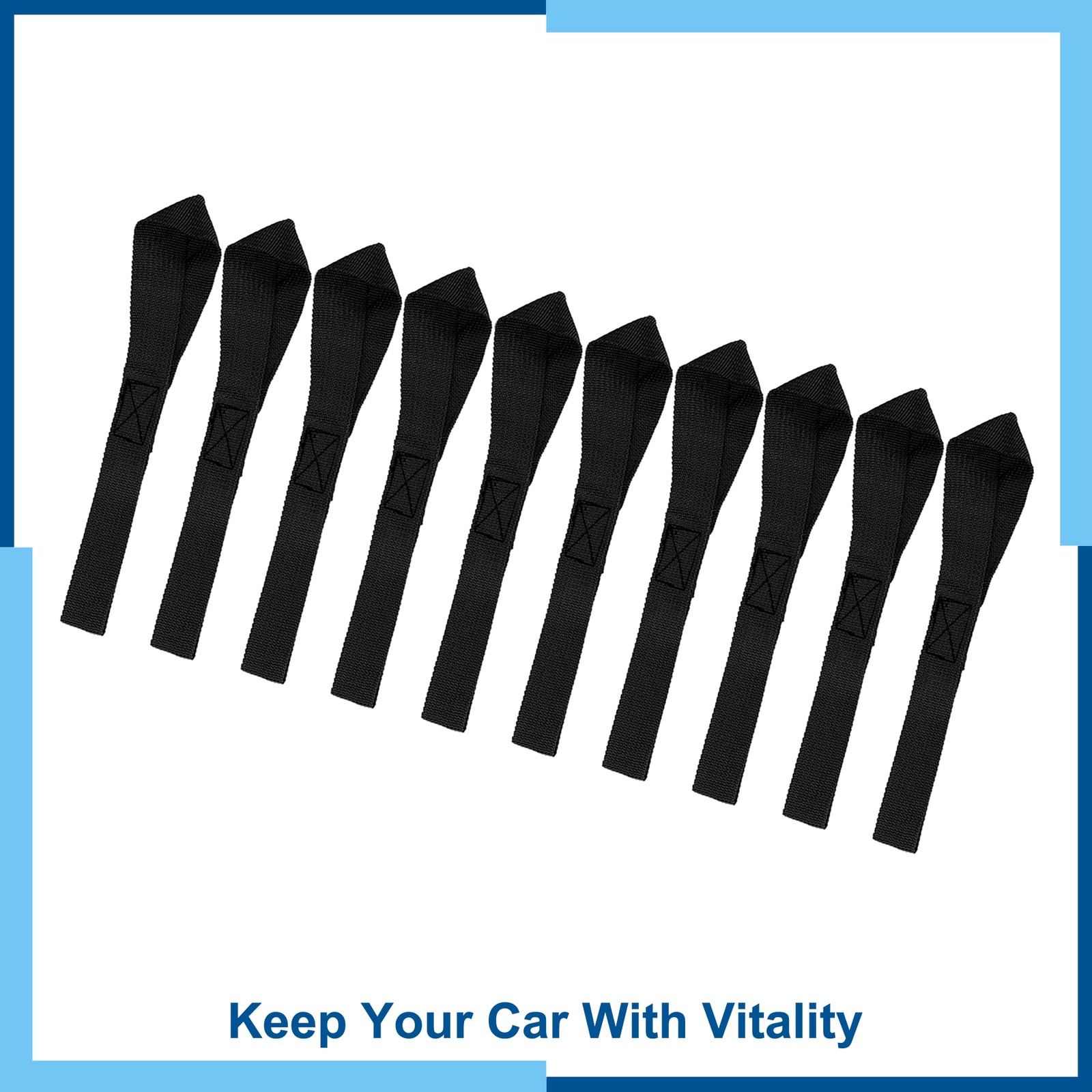 10 PCS Black 2.5 x 20.5cm Cargo Belt Soft Loop Tie Down Strap Belt