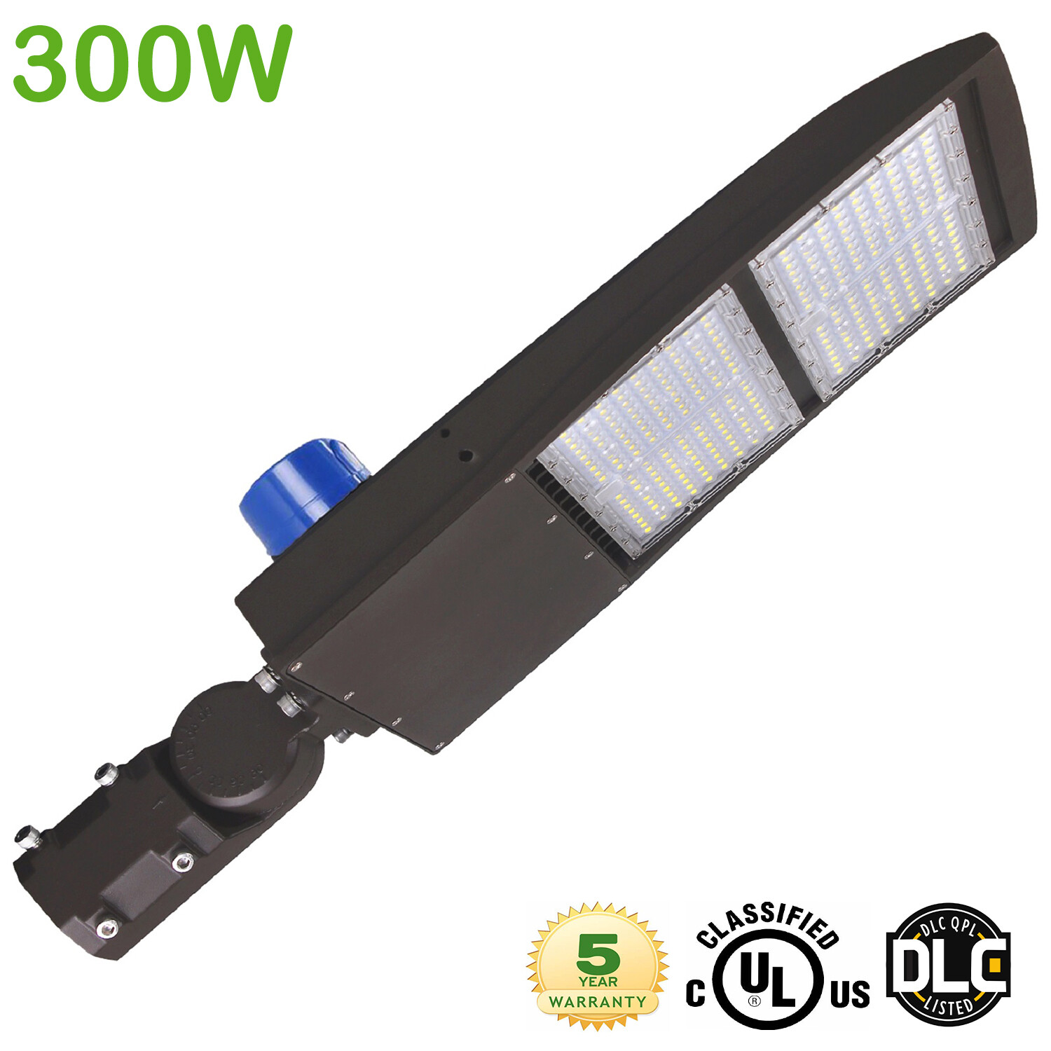LED Parking Lot Shoebox Pole Area Lighting 300W with Dusk to Dawn Photocell UL