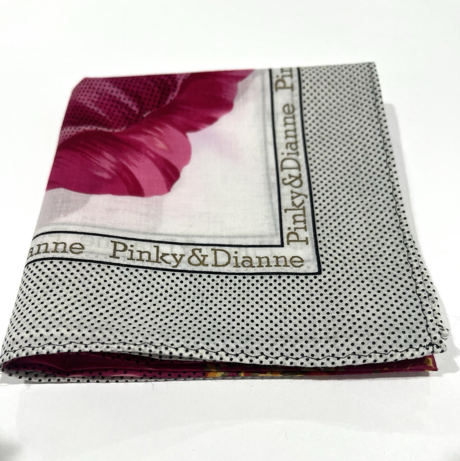 Handkerchief Vintage Women Pinky Mini Scarf Art Flower Pink Cotton Square 18”