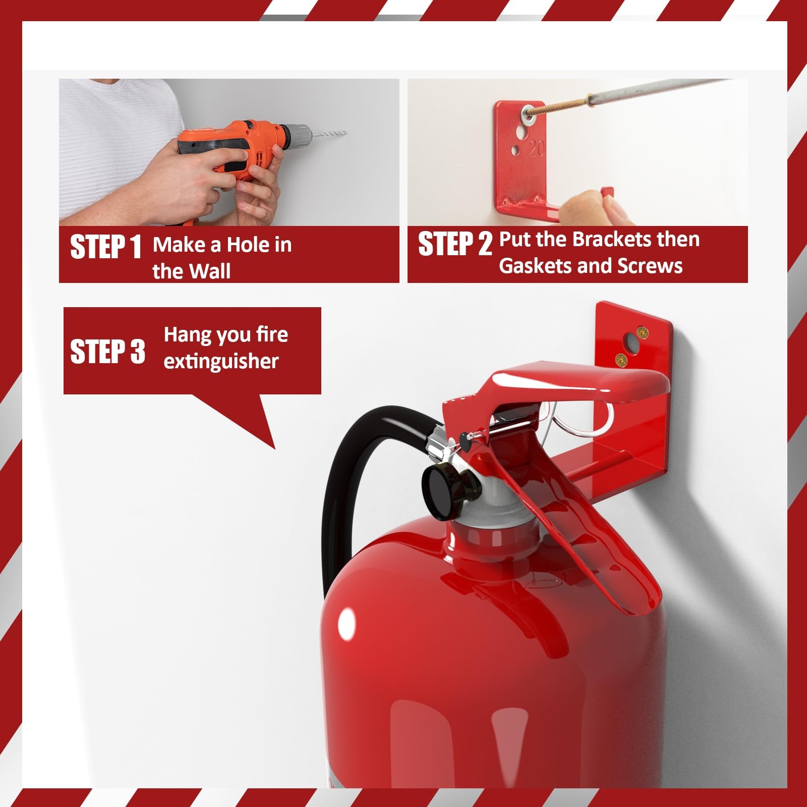 Alocre 4 Pack Fire Extinguisher Mounts & Brackets, Fire Extinguisher Wall Hoo...