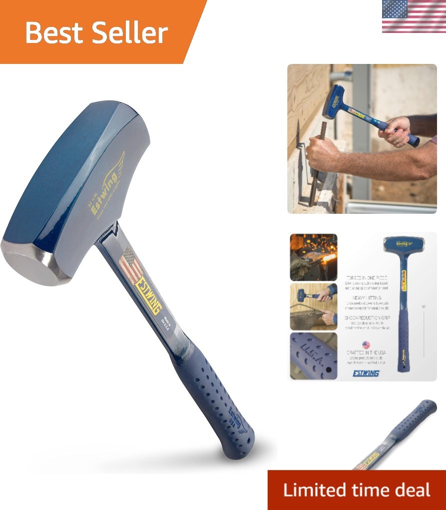 BIG BLUE 4Lbs Forged Steel Drilling Hammer with Shock Reduction Grip - USA Made