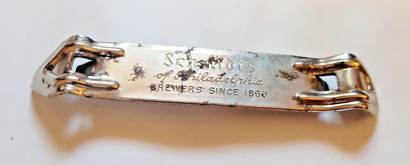 Schmidt's Brewers Bottle Can Opener Vintage Metal 4 1/2 in x 3/4 in Free Shipp.