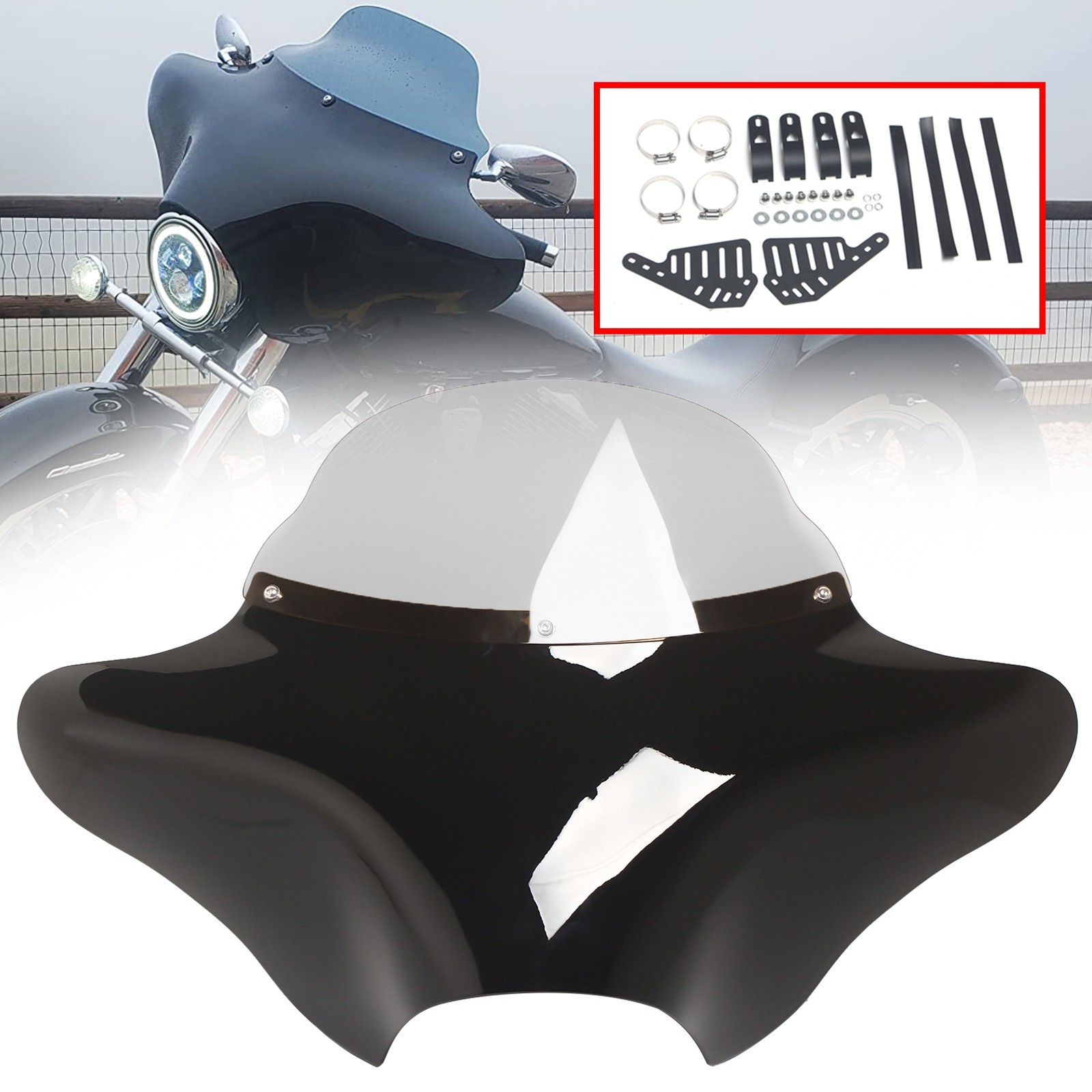 For Honda aero vt1100 98 Front Windshield Windscreen Fairing Batwing Black+Clear