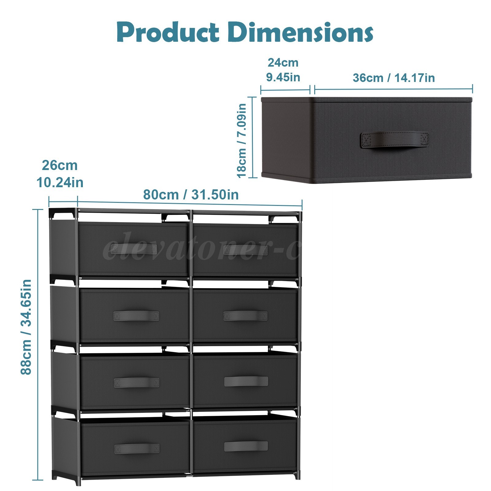 Non-Woven Fabric Multi-Functional Storage Cabinet, Double Row 8-Drawer