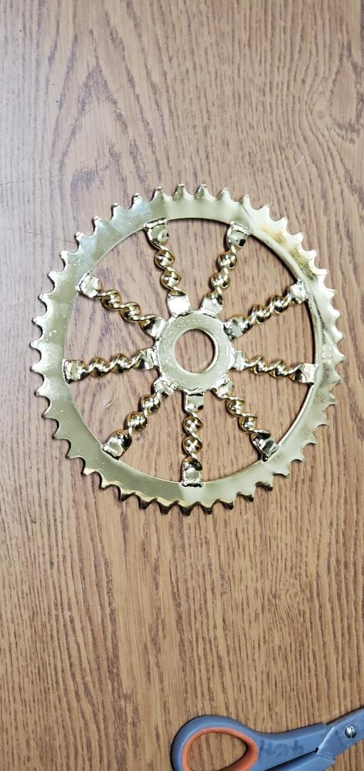 44 Tooth Flat Twisted Chainring Gold Steel 1/2 x 1/8 Cruiser Bicycle