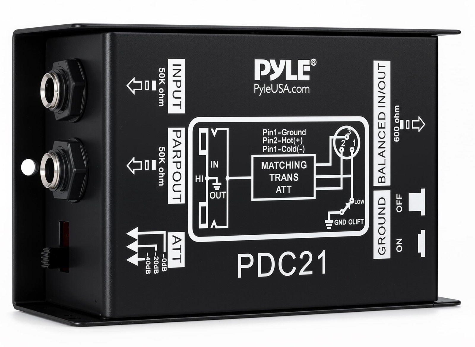 Premium Direct Injection Audio Box - Passive DI Unit Hum Eliminator Black