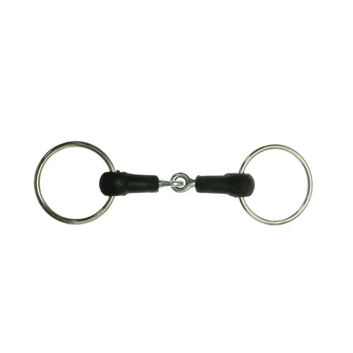 Loose Ring Single Joint Snaffle Bit Rubber! With Reins! Great Condition!