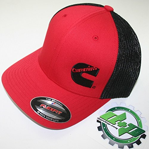 Cummins hat ball cap fitted flex fit  flexfit stretch ram cummings red black