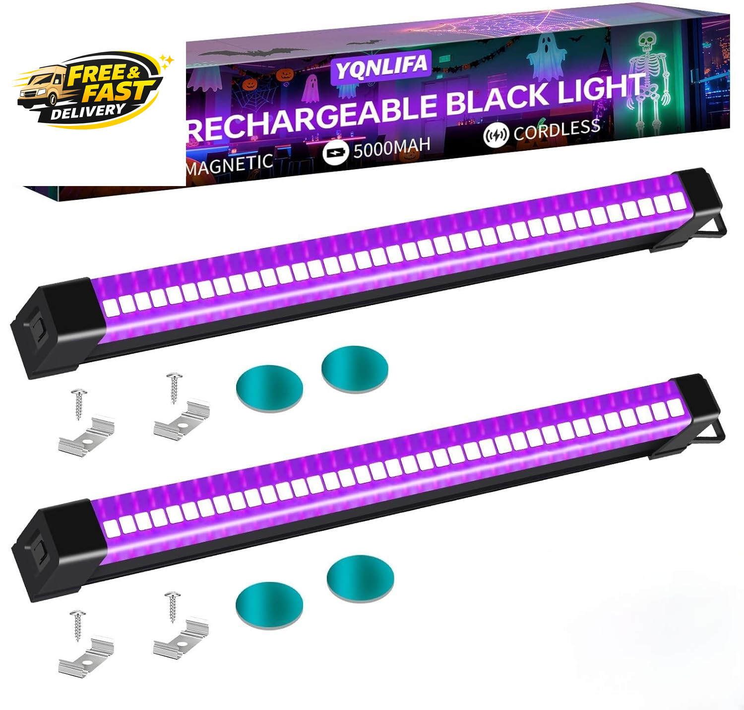 5000Mah Rechargeable Black Light Bar, Battery Powered Black Lights for Glow Part