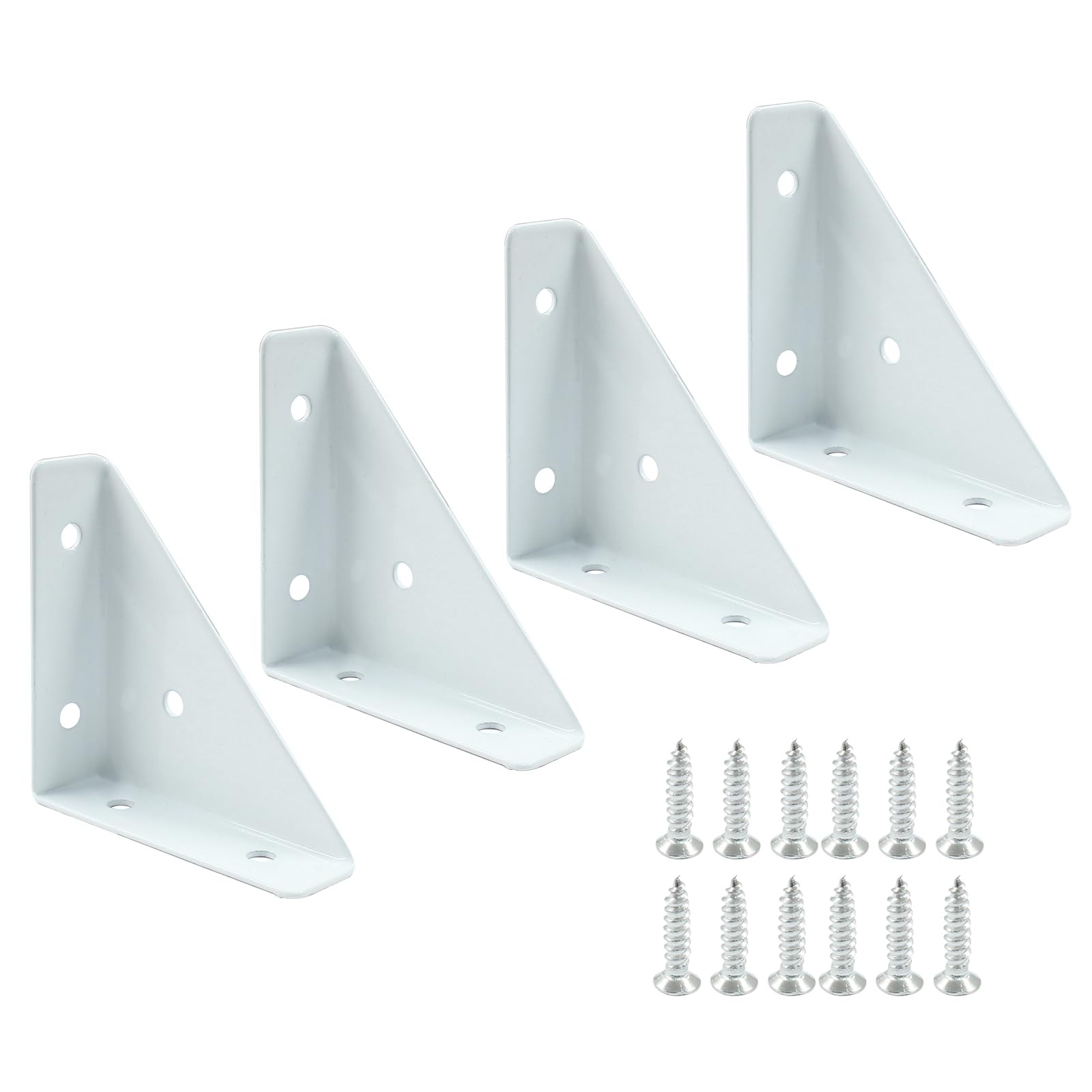 4 PCS Angle Corner Shelf Bracket 66x66mm Cold Rolled Steel Triangular White