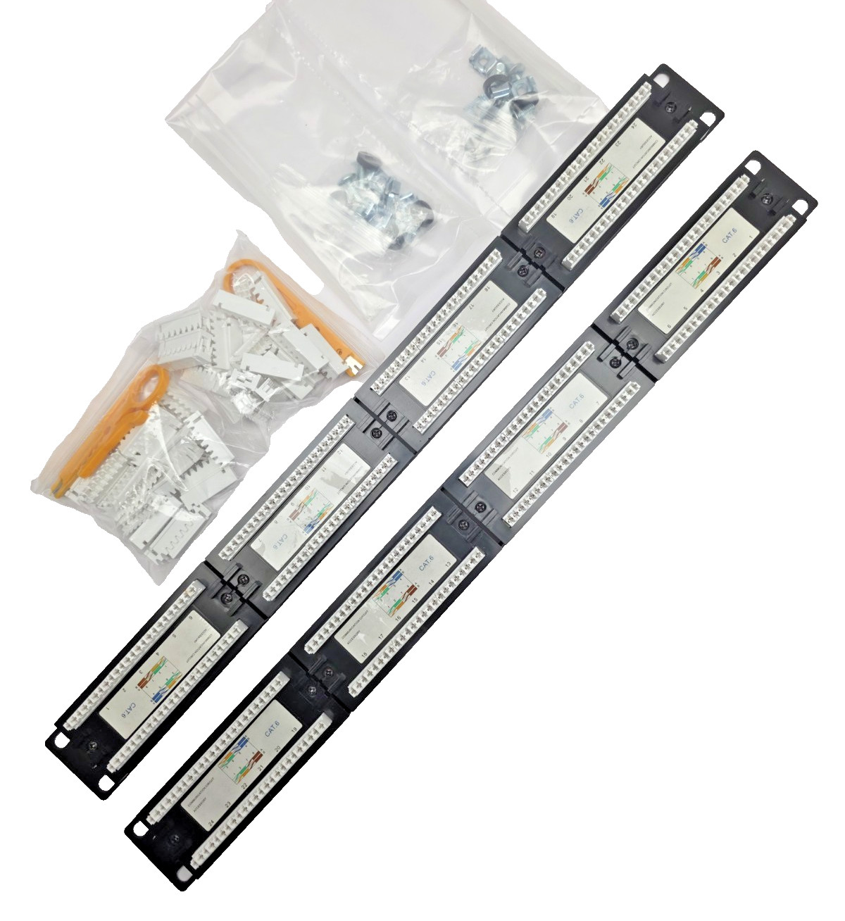 Monoprice 7253 24 Port Cat6 Patch Panel, 110 Type (568 A/B Compatible) Lot of 2.