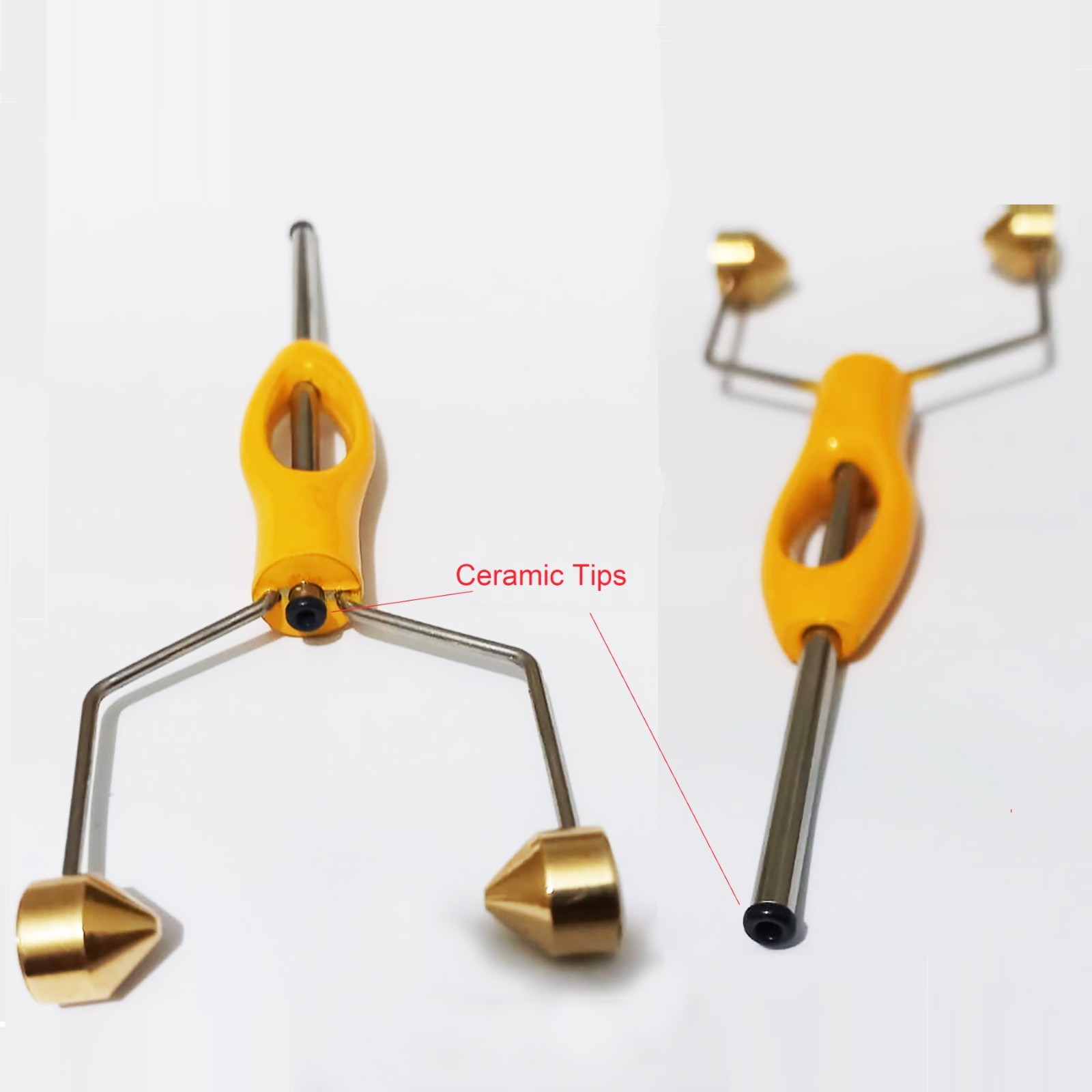 Fly Tying Tool Ceramic Lined ERGO Black & Yellow Bobbin Holder Set