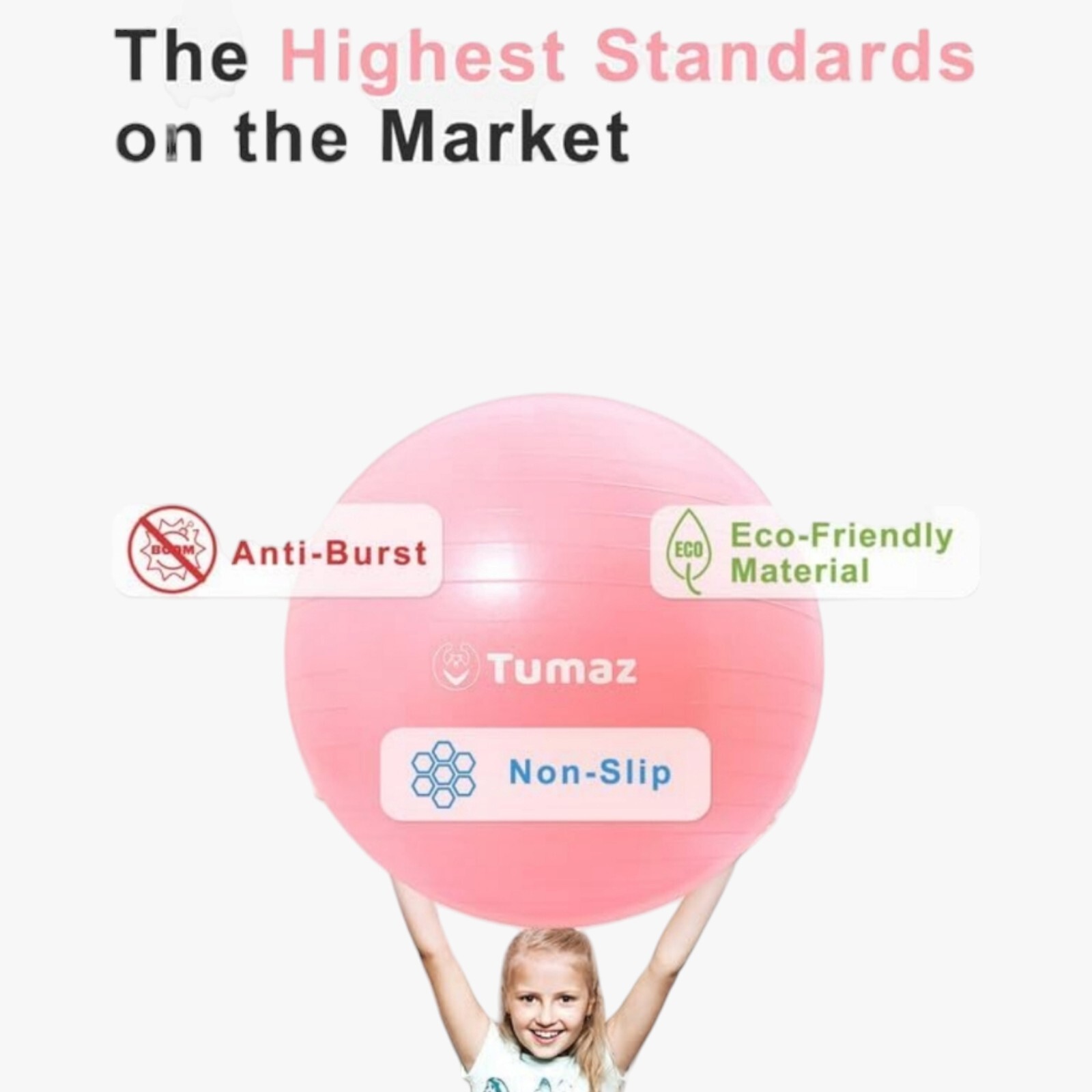 Tumaz Pink Anti-Burst Exercise Ball Yoga Pregnancy Stability Fitness Gym New
