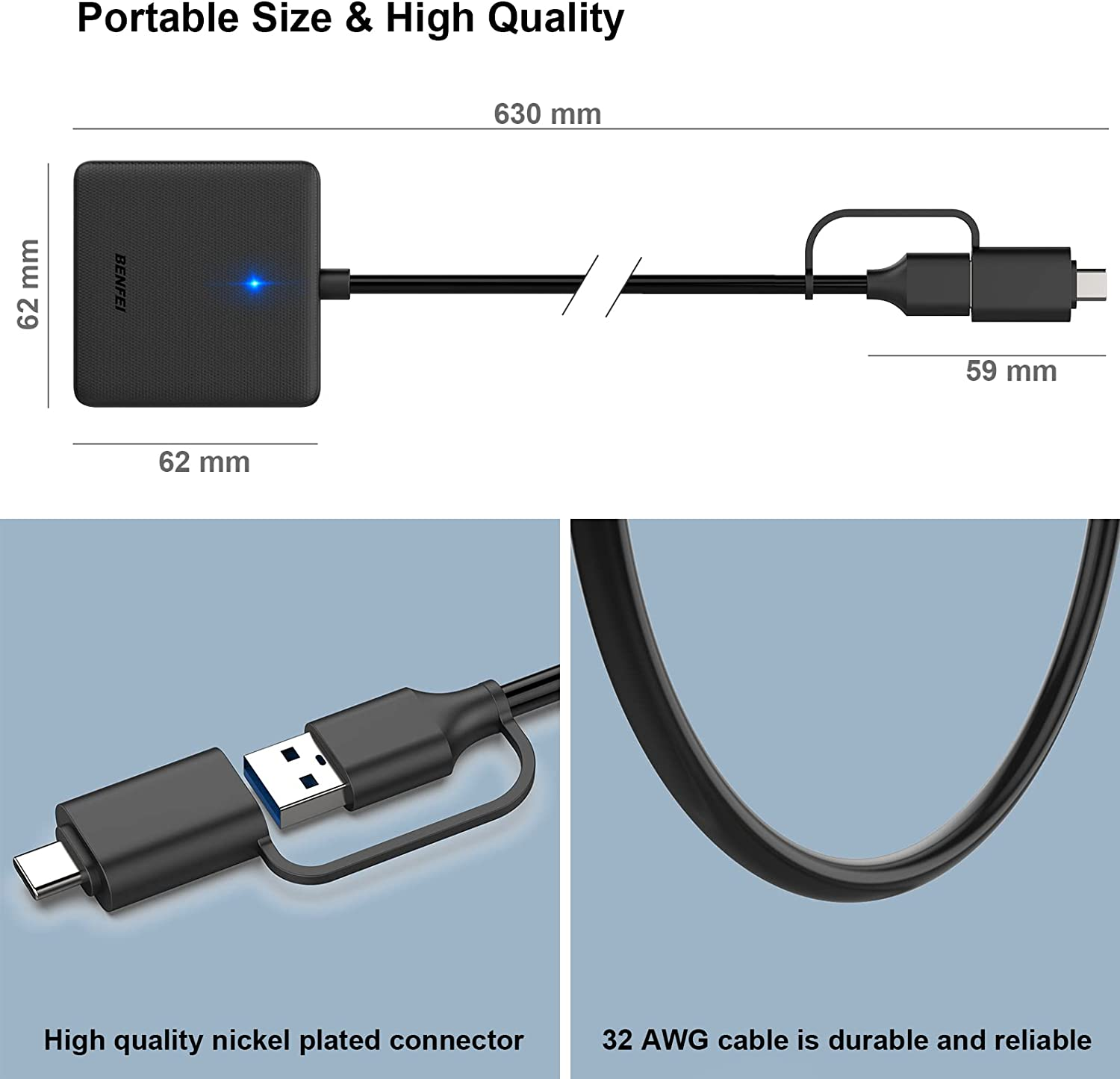 Memory Card Reader 4in1 USB USB-C to SD Micro SD MS CF Card Reader Adapter