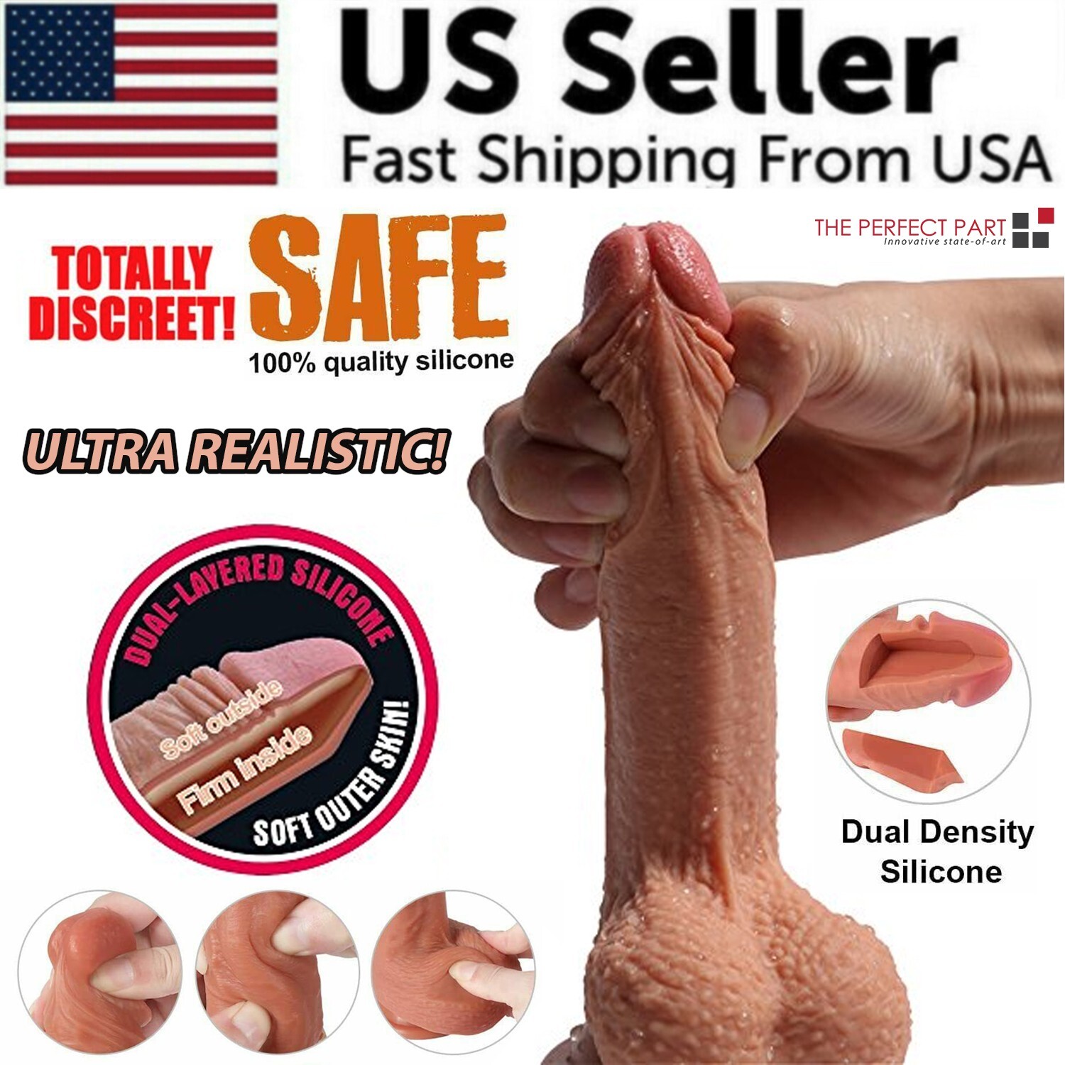 ULTRA REALISTIC Dildo 7" Silicone Cock Sex Toy Suction Cup Masturbation Women
