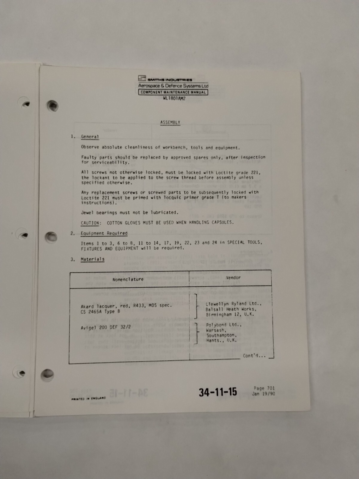 Smiths Industries Counter/Pointer Altimter WL 1801AM2 Maintenance/Parts-Original