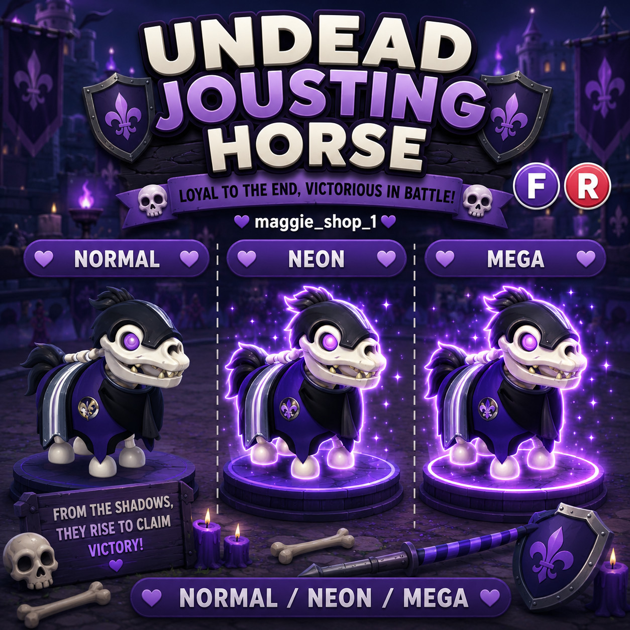 Undead Jousting Horse FR Normal/Neon /Mega ✨ Adopt From Me Today ✨ Top Picks