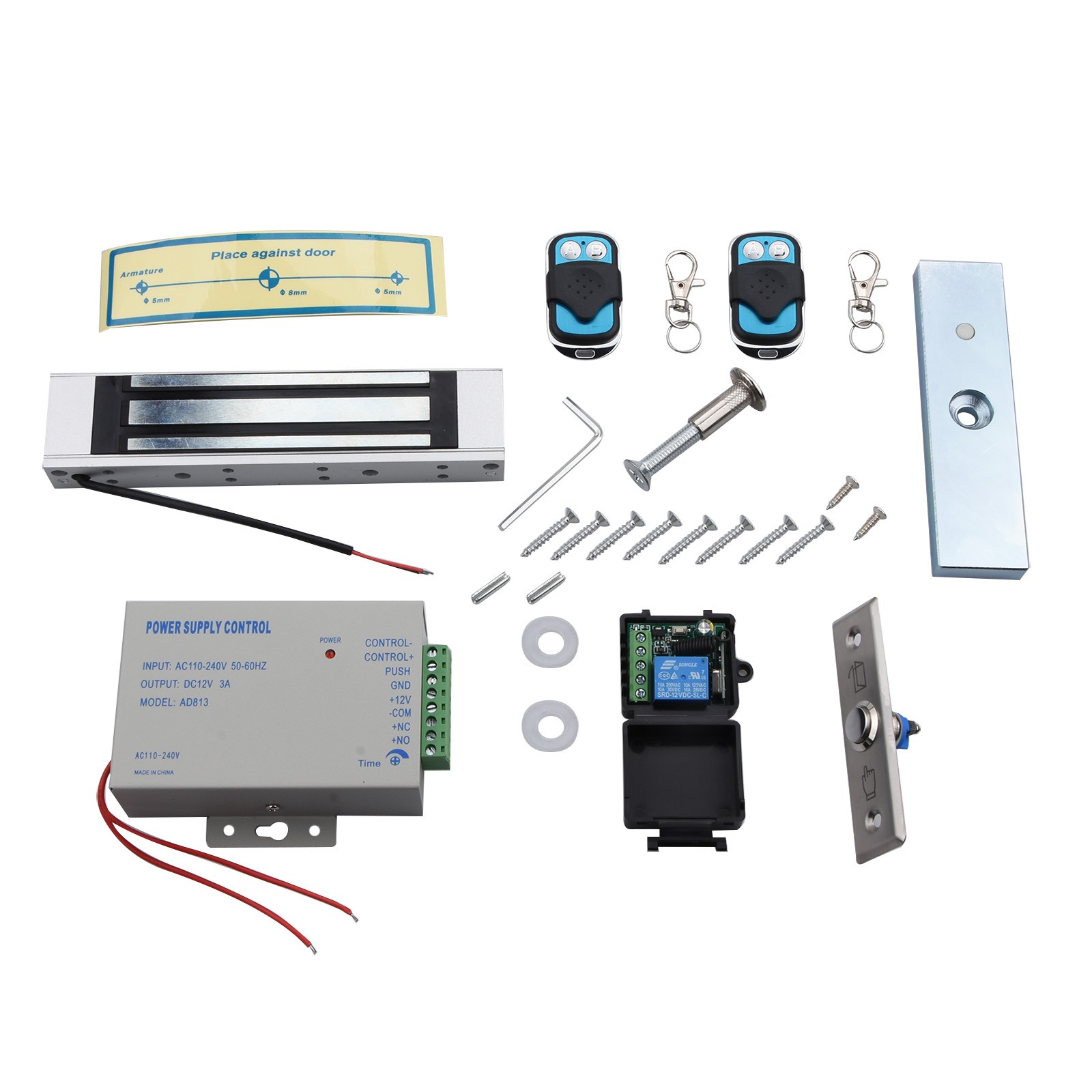 Electric Magnetic Lock Holding Force 300Lbs Door Entry Access+2 Remote Controls