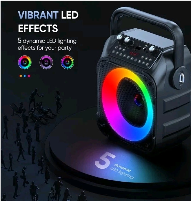 Karaoke Machine, Portable Bluetooth Speaker with 2 Wireless Microphones for...