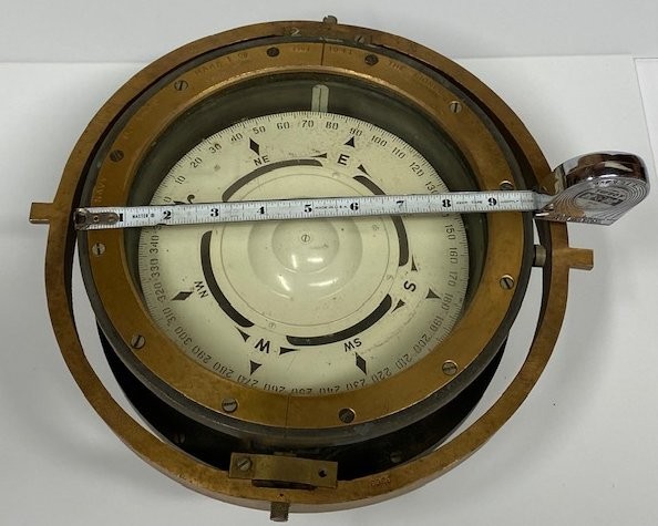 Large Antique Lionel Corporation Mark I 1941 US Navy BU Ship Compass - No. 3303