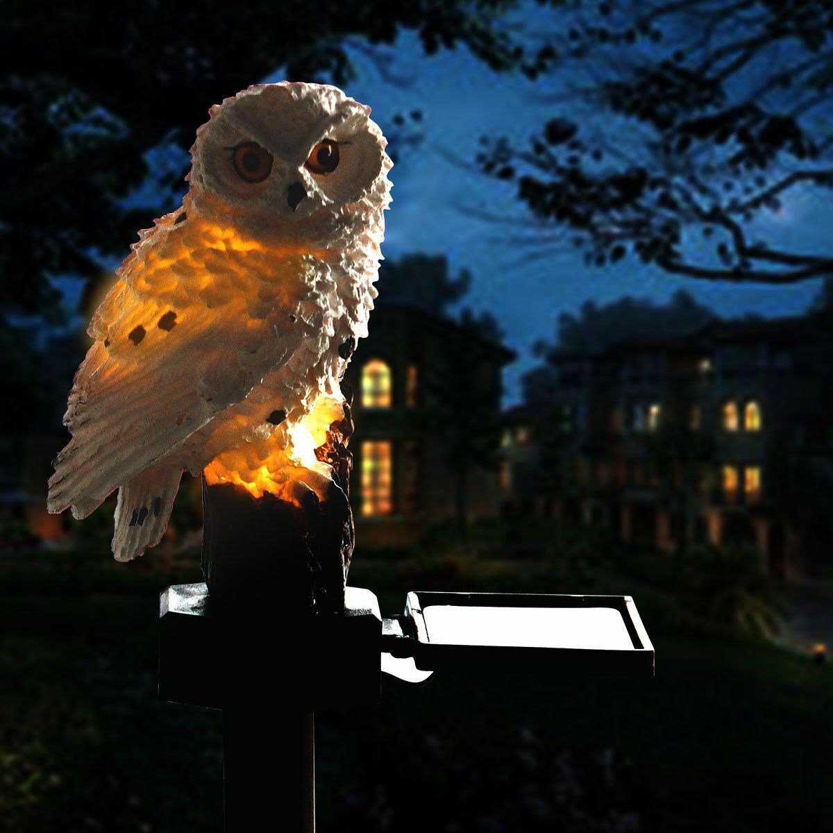 Outdoor Waterproof Solar Power LED Owl Light Garden Yard Landscape Decor Lamp