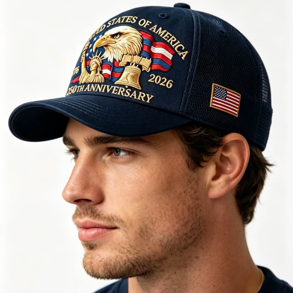 USA 250th Anniversary Hat Cap Eagle 1776 2026 RED Embroidered