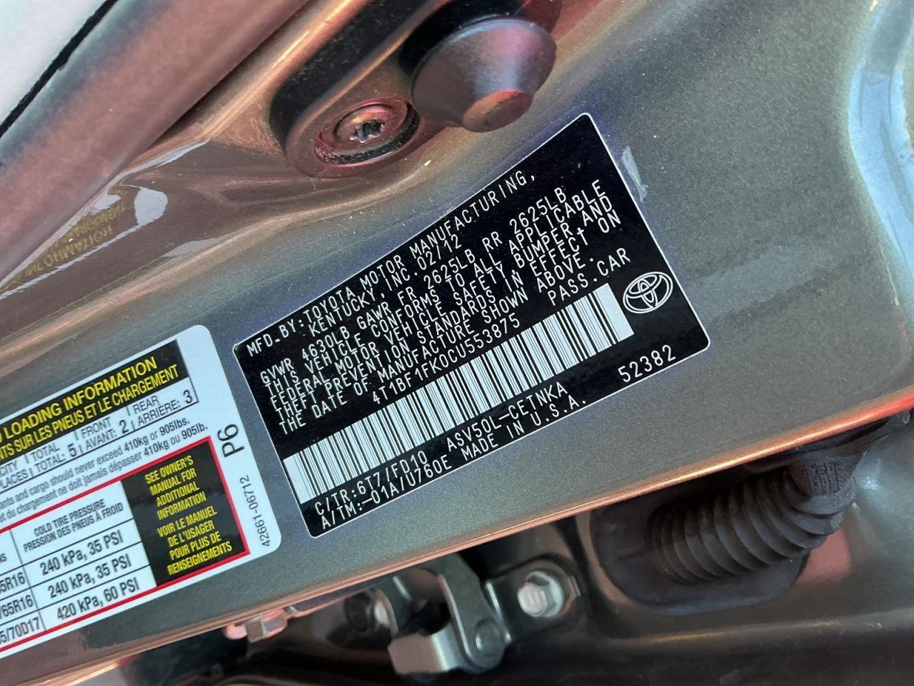CAMRY 2012 Glove Box 4966471