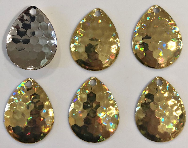 Pkg of 6 each Size 5 Top Line Colorado Blades Holographic Gold/Nickel Back