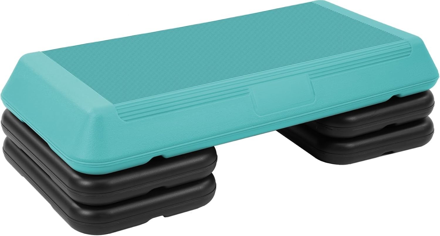 Compact Aerobic Stepper with 4 Stackable Risers - Non-Slip Design for Safety
